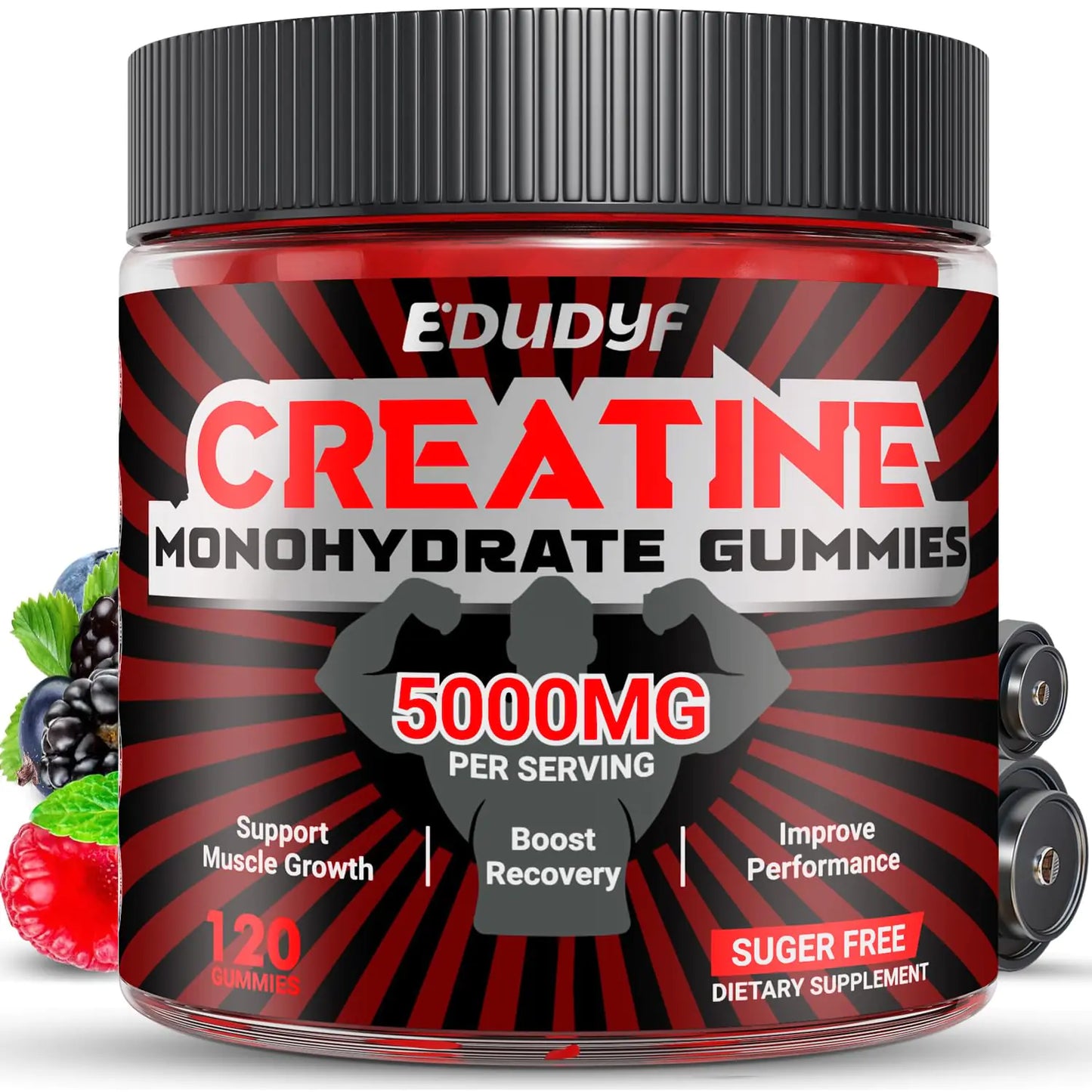 EDUDYF Creatine Monohydrate Gummies 5000mg Sugar Free for Men & Women