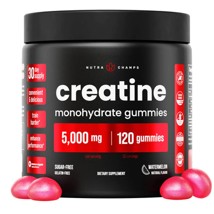 NUTRA CHAMPS Creatine Monohydrate Gummies 5g Sugar Free for Men & Women